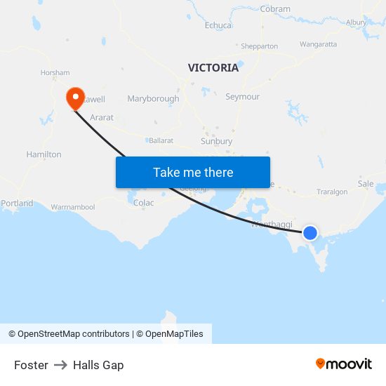 Foster to Halls Gap map