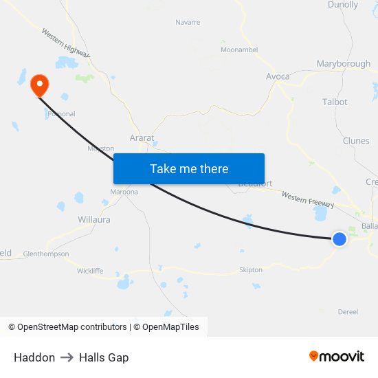 Haddon to Halls Gap map