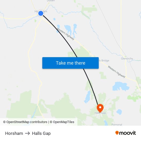 Horsham to Halls Gap map