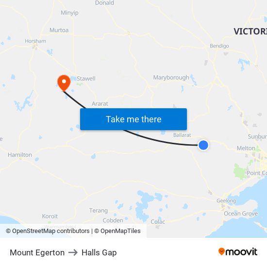 Mount Egerton to Halls Gap map