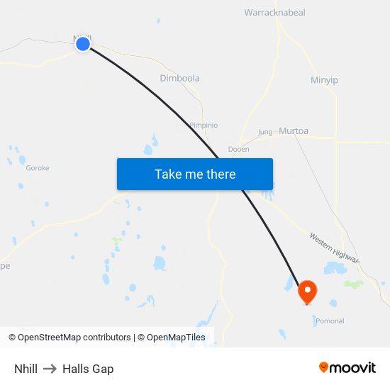 Nhill to Halls Gap map