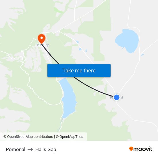 Pomonal to Halls Gap map