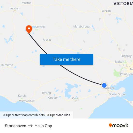 Stonehaven to Halls Gap map