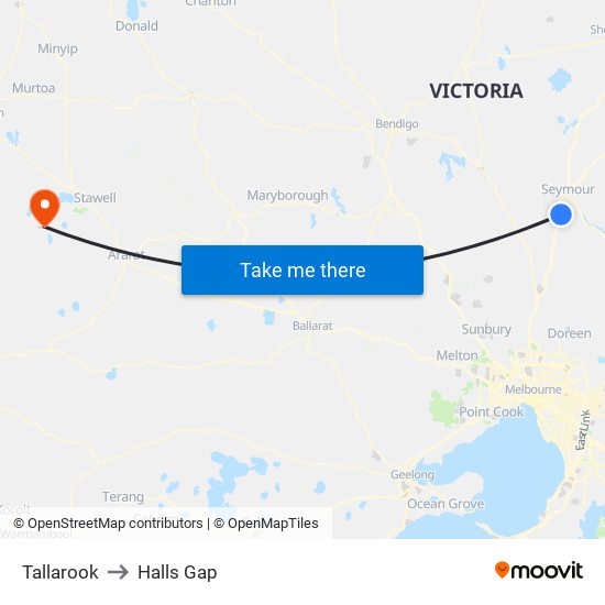 Tallarook to Halls Gap map