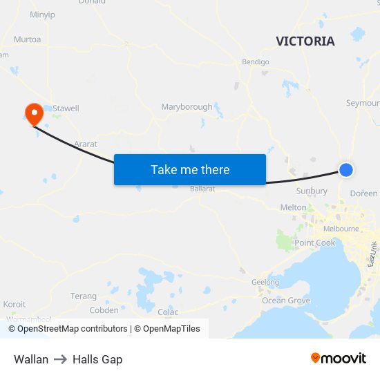 Wallan to Halls Gap map