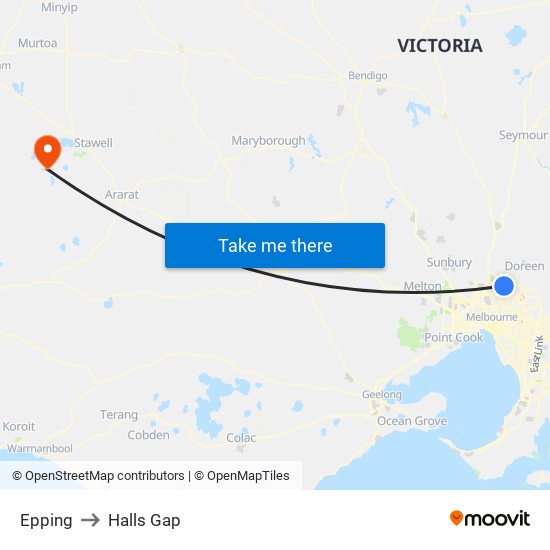 Epping to Halls Gap map