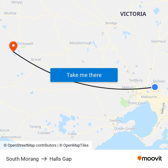 South Morang to Halls Gap map