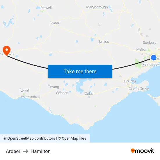 Ardeer to Hamilton map