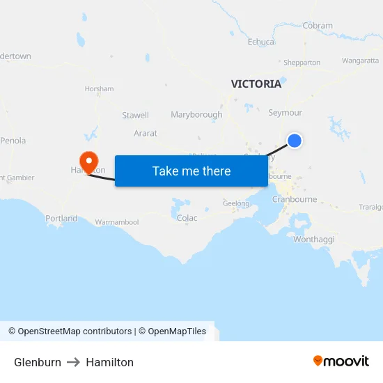 Glenburn to Hamilton map