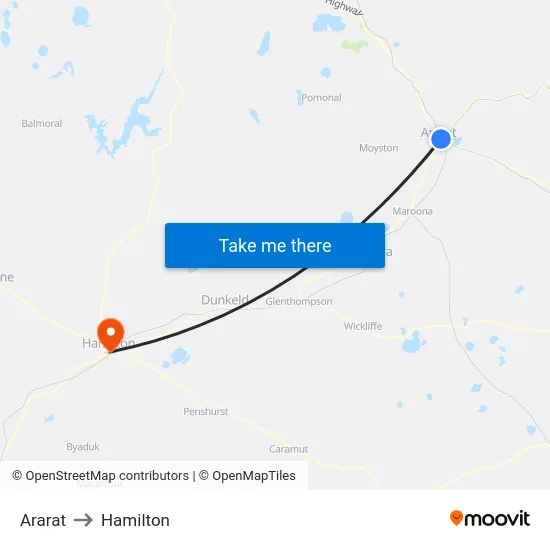 Ararat to Hamilton map