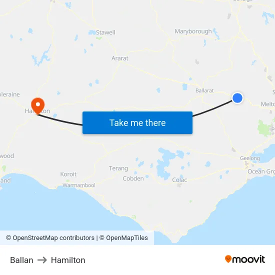 Ballan to Hamilton map