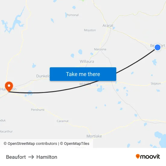 Beaufort to Hamilton map