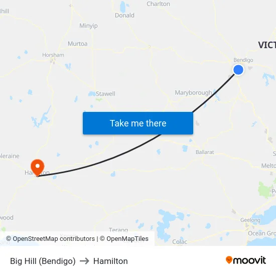 Big Hill (Bendigo) to Hamilton map
