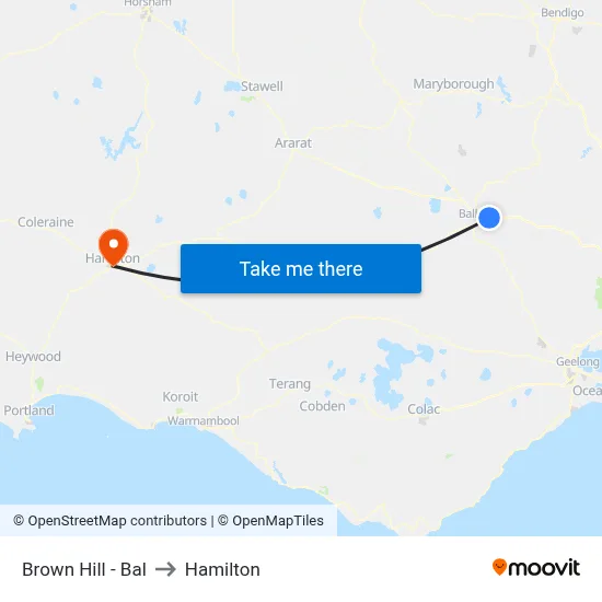 Brown Hill - Bal to Hamilton map