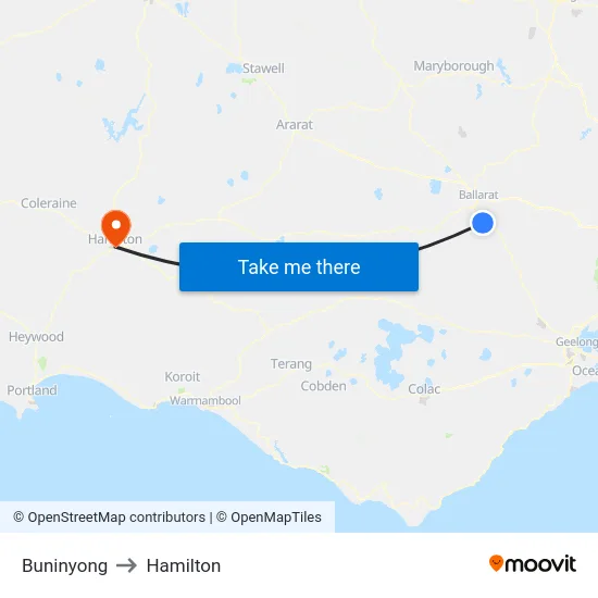 Buninyong to Hamilton map