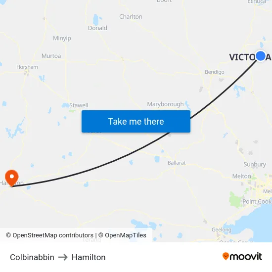 Colbinabbin to Hamilton map