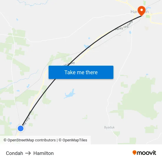 Condah to Hamilton map
