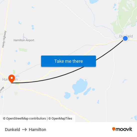 Dunkeld to Hamilton map