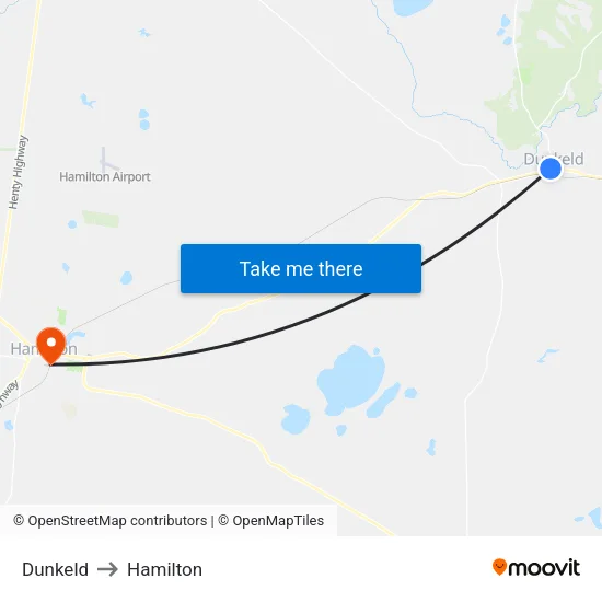 Dunkeld to Hamilton map
