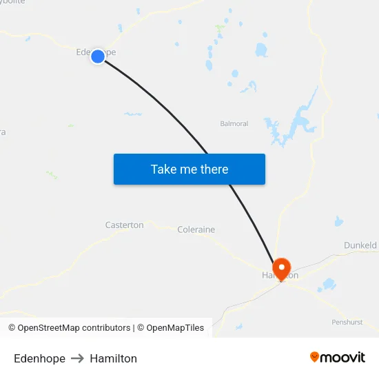 Edenhope to Hamilton map