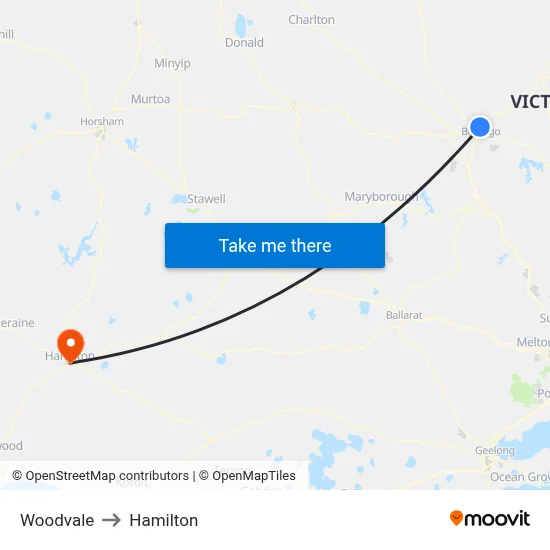 Woodvale to Hamilton map