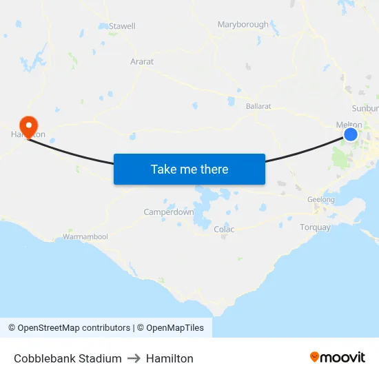 Cobblebank Stadium to Hamilton map