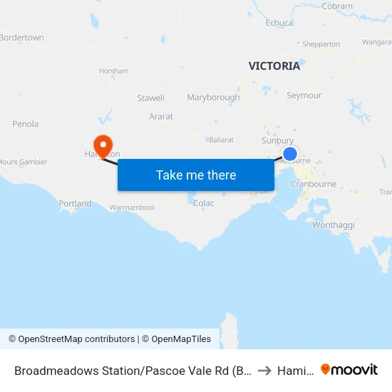 Broadmeadows Station/Pascoe Vale Rd to Hamilton map