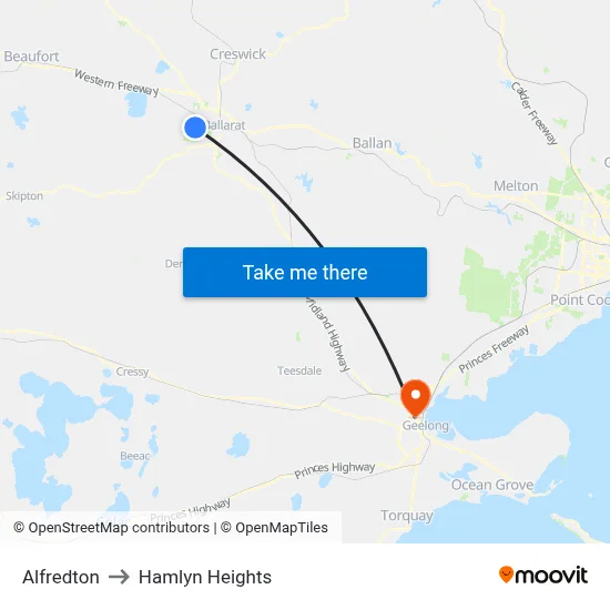 Alfredton to Hamlyn Heights map
