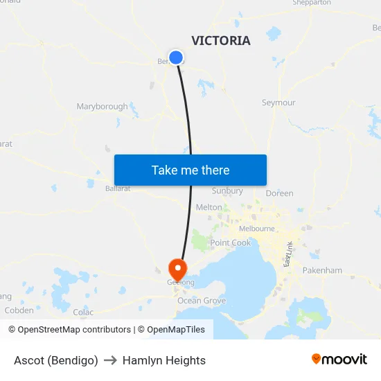 Ascot (Bendigo) to Hamlyn Heights map