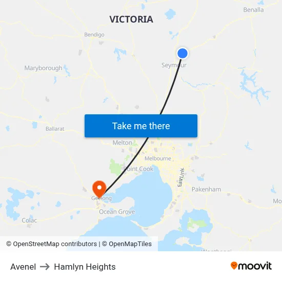 Avenel to Hamlyn Heights map