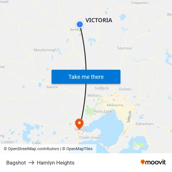 Bagshot to Hamlyn Heights map