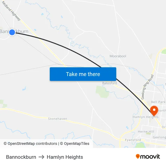 Bannockburn to Hamlyn Heights map