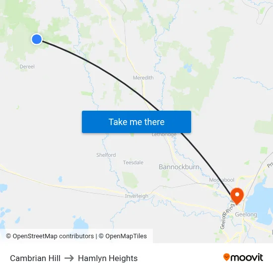 Cambrian Hill to Hamlyn Heights map