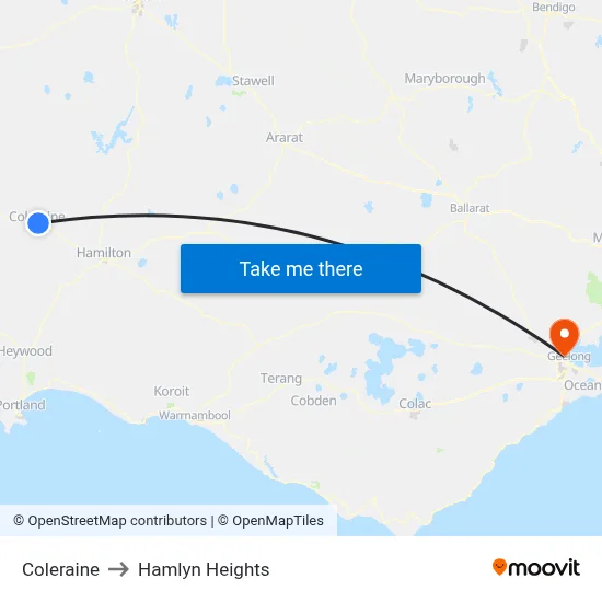 Coleraine to Hamlyn Heights map