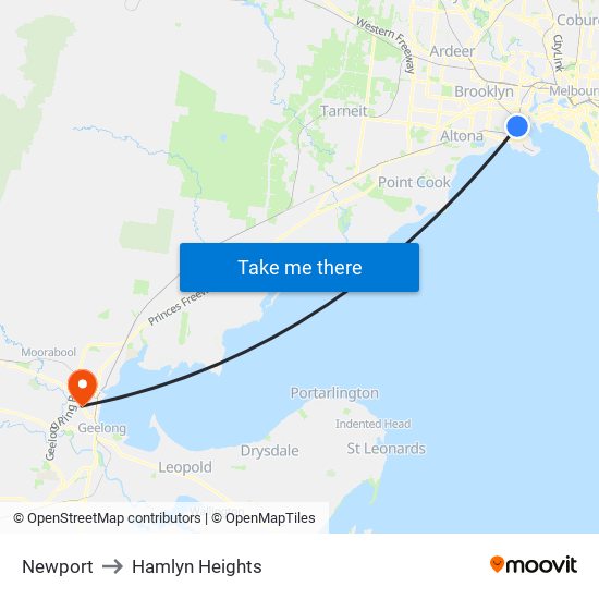 Newport to Hamlyn Heights map