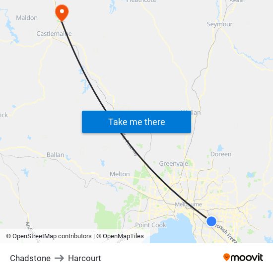 Chadstone to Harcourt map