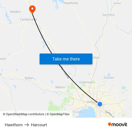 Hawthorn to Harcourt map