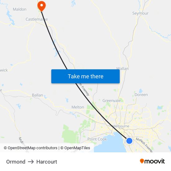 Ormond to Harcourt map