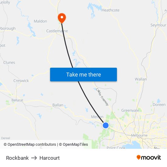 Rockbank to Harcourt map