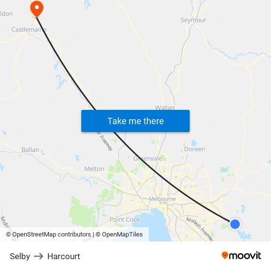 Selby to Harcourt map