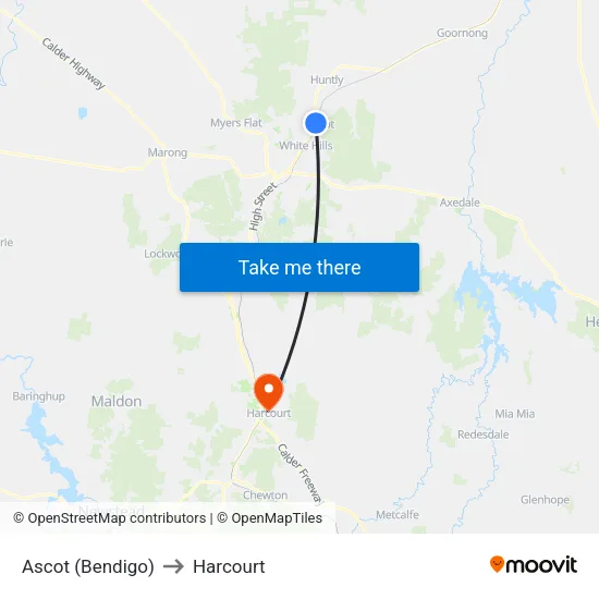 Ascot (Bendigo) to Harcourt map