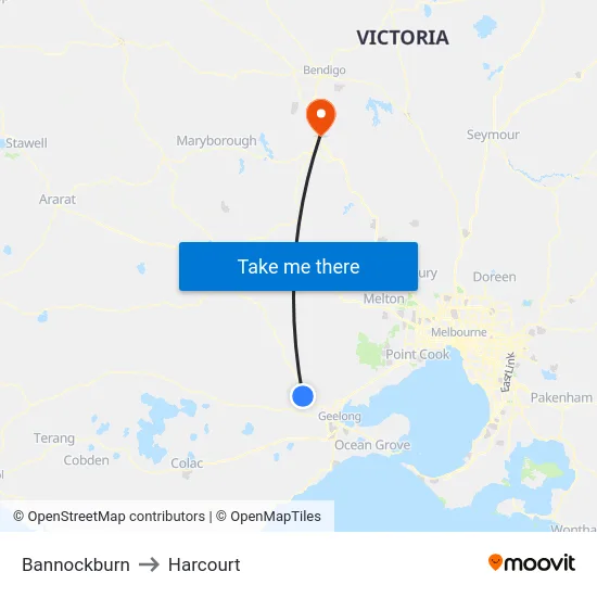 Bannockburn to Harcourt map