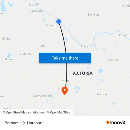 Barham to Harcourt map