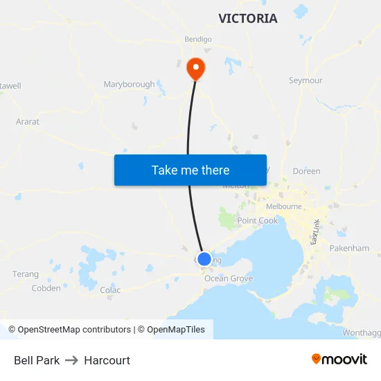 Bell Park to Harcourt map
