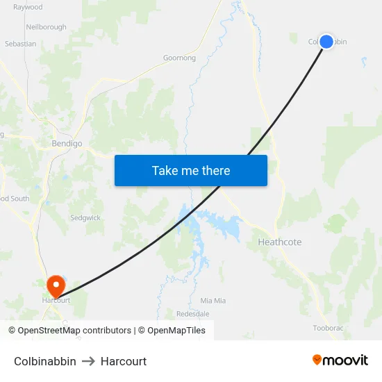 Colbinabbin to Harcourt map