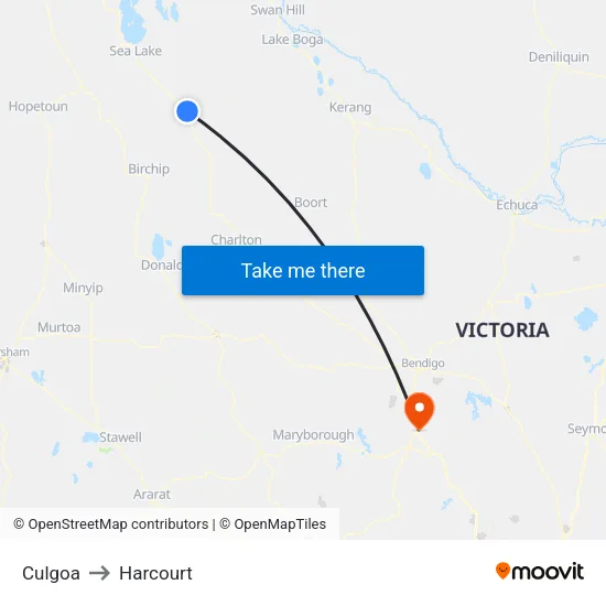Culgoa to Harcourt map