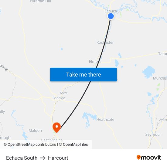 Echuca South to Harcourt map