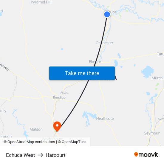 Echuca West to Harcourt map