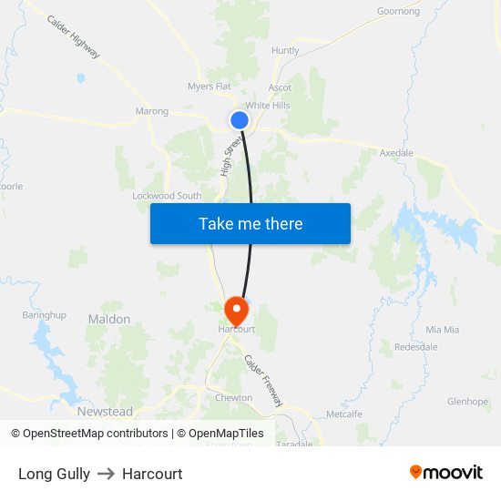 Long Gully to Harcourt map