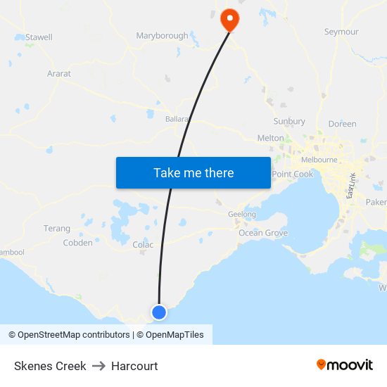 Skenes Creek to Harcourt map